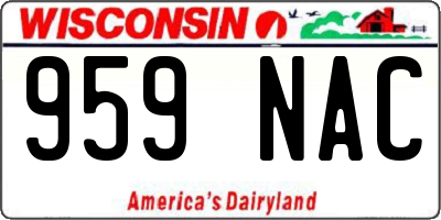 WI license plate 959NAC