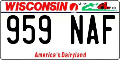 WI license plate 959NAF