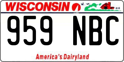 WI license plate 959NBC
