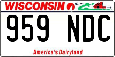 WI license plate 959NDC