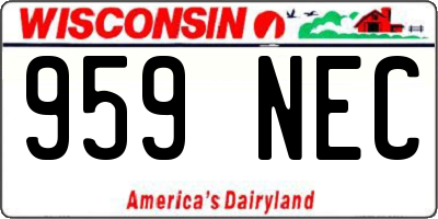WI license plate 959NEC