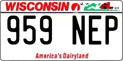 WI license plate 959NEP