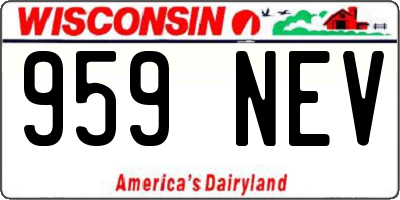WI license plate 959NEV