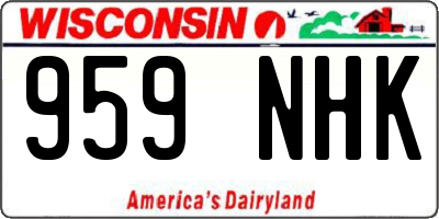 WI license plate 959NHK