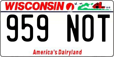 WI license plate 959NOT