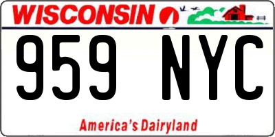 WI license plate 959NYC