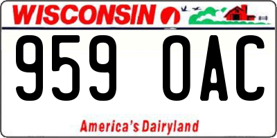 WI license plate 959OAC