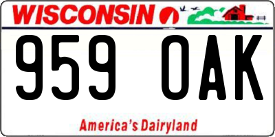 WI license plate 959OAK