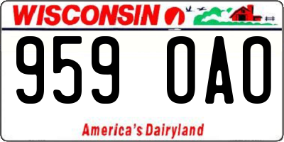 WI license plate 959OAO