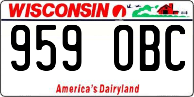 WI license plate 959OBC
