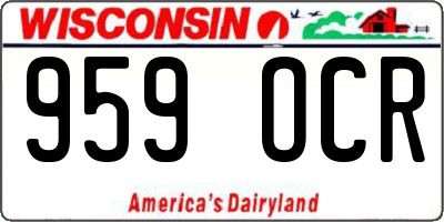 WI license plate 959OCR