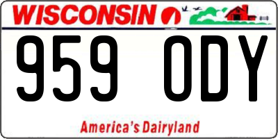 WI license plate 959ODY
