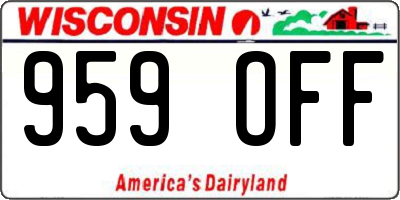 WI license plate 959OFF