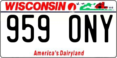 WI license plate 959ONY