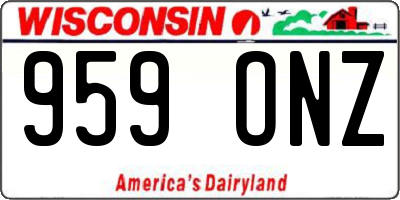 WI license plate 959ONZ