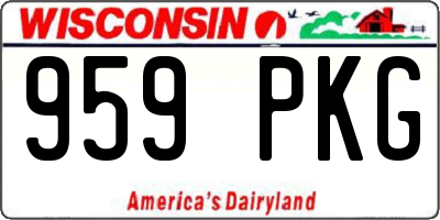 WI license plate 959PKG