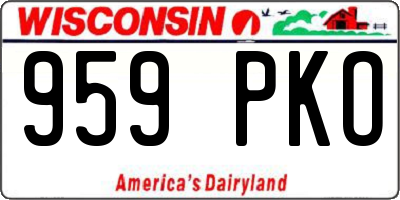 WI license plate 959PKO