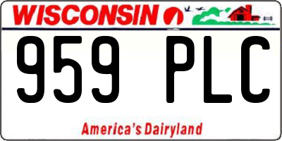WI license plate 959PLC