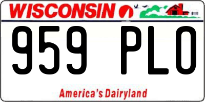 WI license plate 959PLO