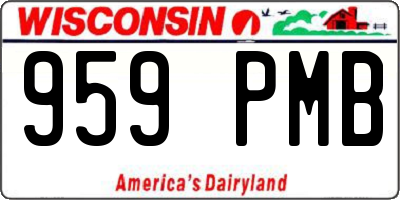 WI license plate 959PMB