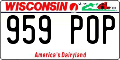 WI license plate 959POP