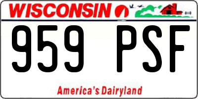WI license plate 959PSF