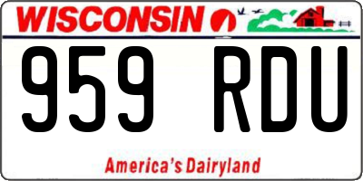 WI license plate 959RDU
