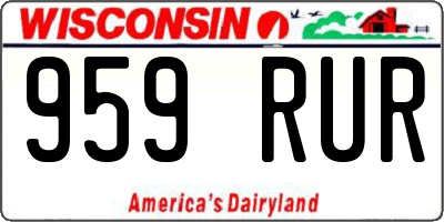WI license plate 959RUR