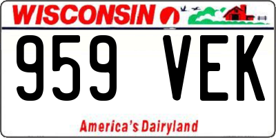 WI license plate 959VEK
