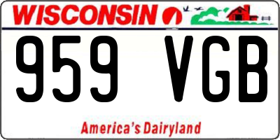 WI license plate 959VGB