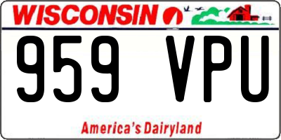 WI license plate 959VPU