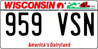 WI license plate 959VSN