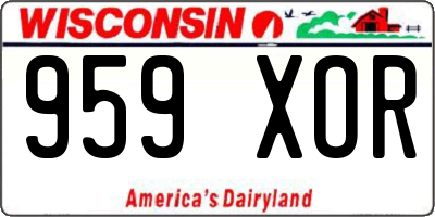 WI license plate 959XOR
