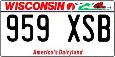 WI license plate 959XSB