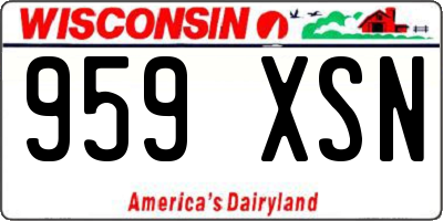 WI license plate 959XSN