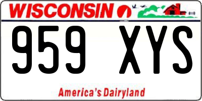 WI license plate 959XYS