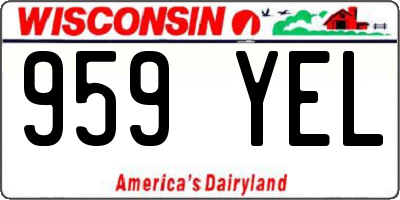 WI license plate 959YEL