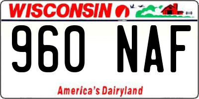 WI license plate 960NAF