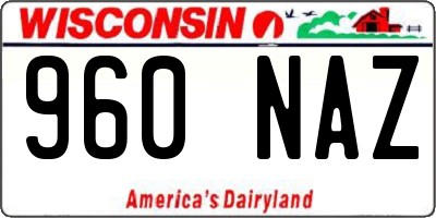 WI license plate 960NAZ