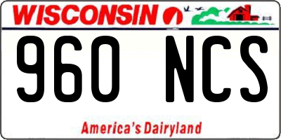 WI license plate 960NCS