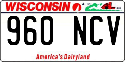 WI license plate 960NCV