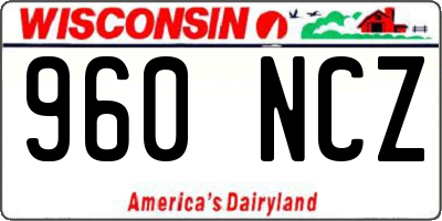 WI license plate 960NCZ
