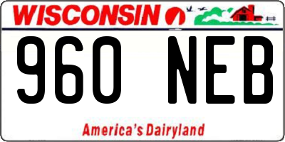 WI license plate 960NEB