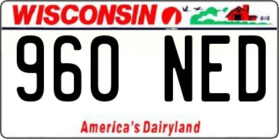 WI license plate 960NED