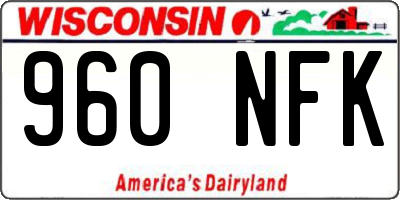 WI license plate 960NFK