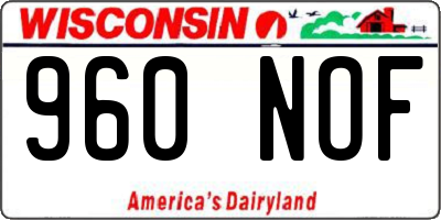 WI license plate 960NOF