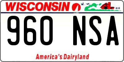 WI license plate 960NSA
