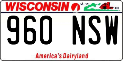 WI license plate 960NSW