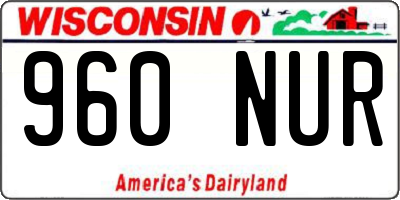 WI license plate 960NUR