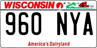 WI license plate 960NYA